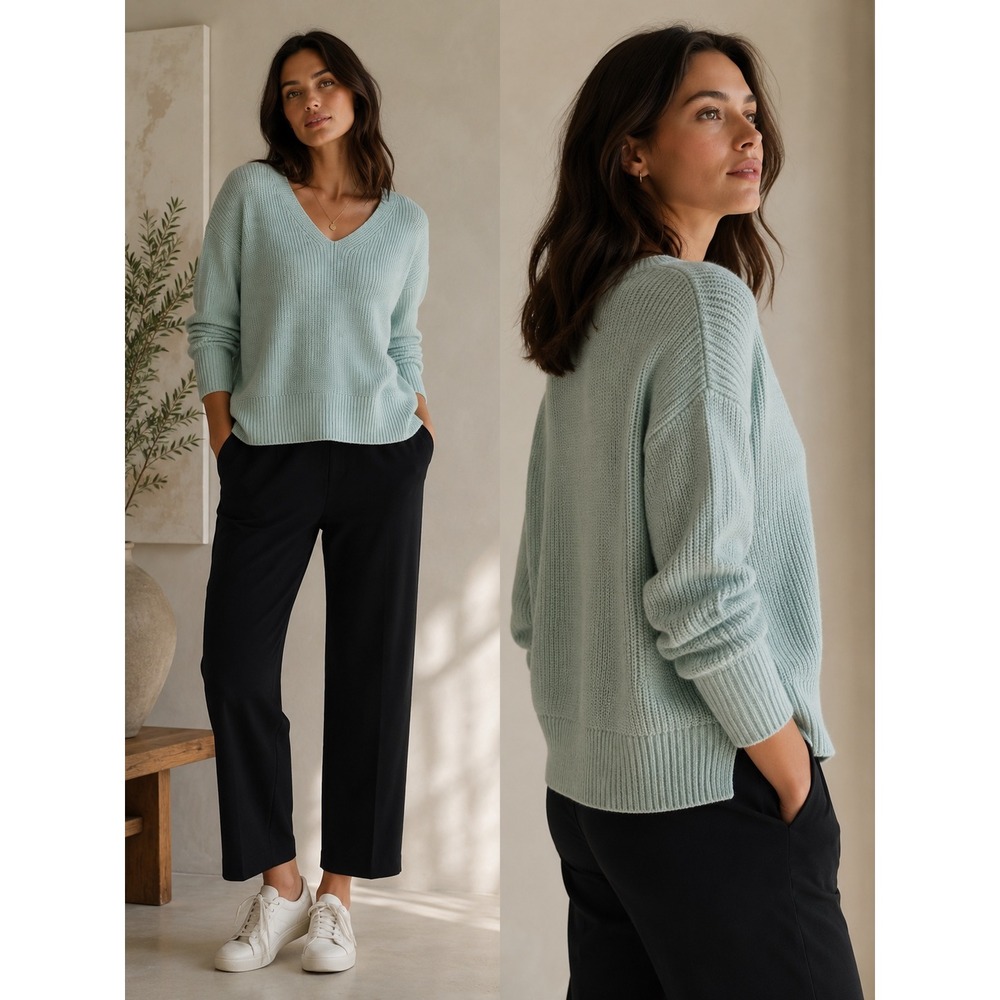 Lululemon 100% Merino Wool Mint Green V Neck Relaxed Sweater‎ Size XS/S